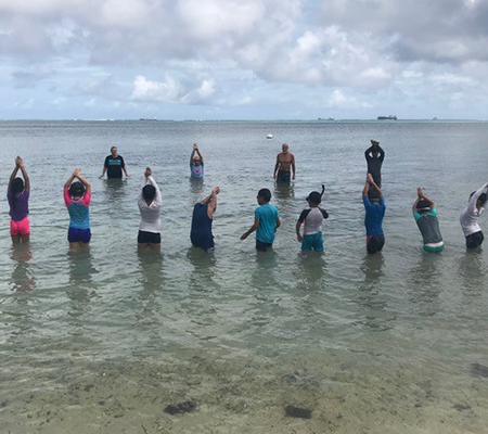 Participants learn basic swimming techniques